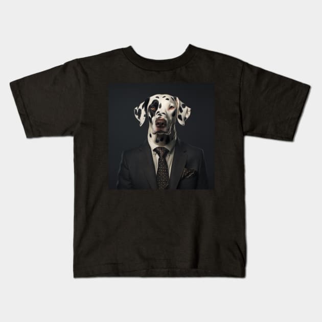 Dalmatian Dog in Suit Kids T-Shirt by Merchgard